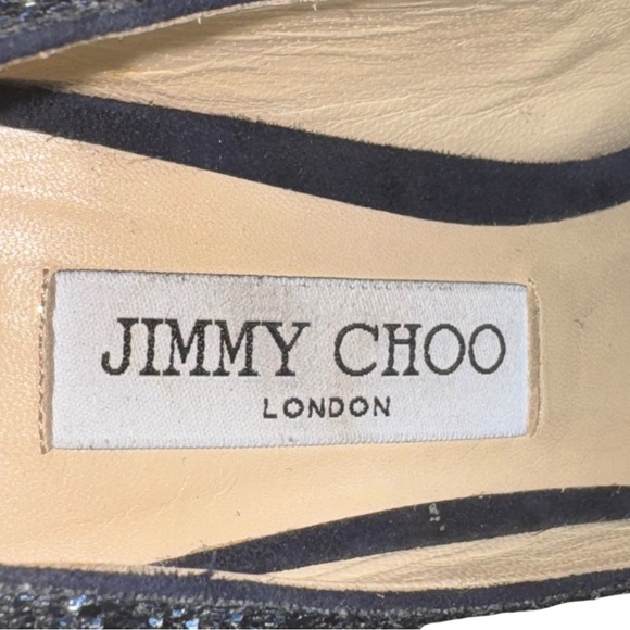 JIMMY CHOO Luna Multi Glitter Petrol Heels Pumps 100 EU Size 39.5 - Picture 12 of 14